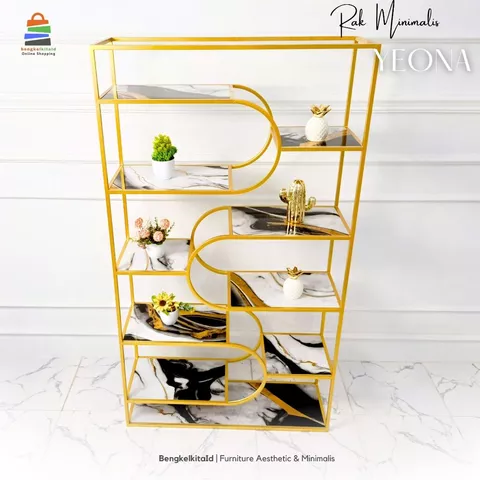 Rak Susun Aesthetic Rak Pajangan Minimalis - RAK YEONA - Rak Hias Besi Holo Cat Duco Mewah