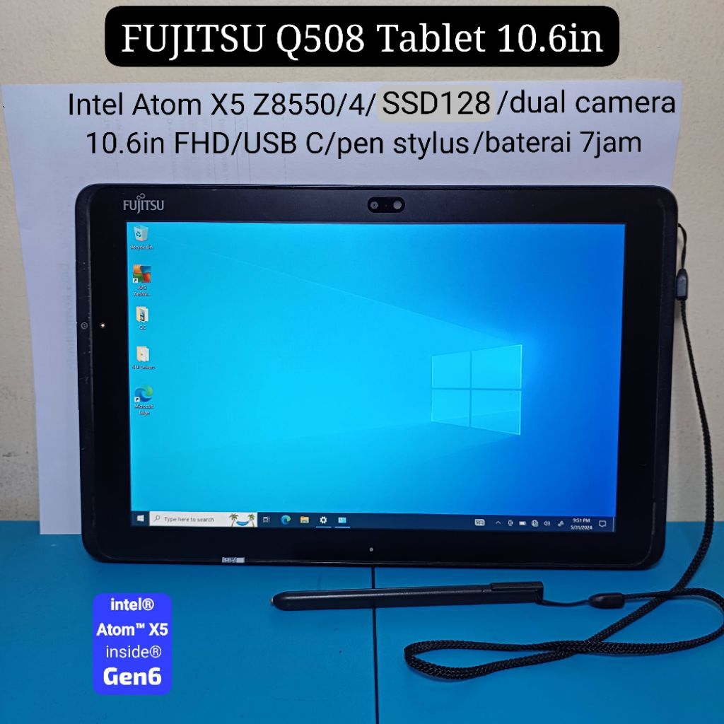 Jual Tablet 10.6in FUJITSU Q508 Windows 10 | Ram 4gb SSD 128gb | pen ...