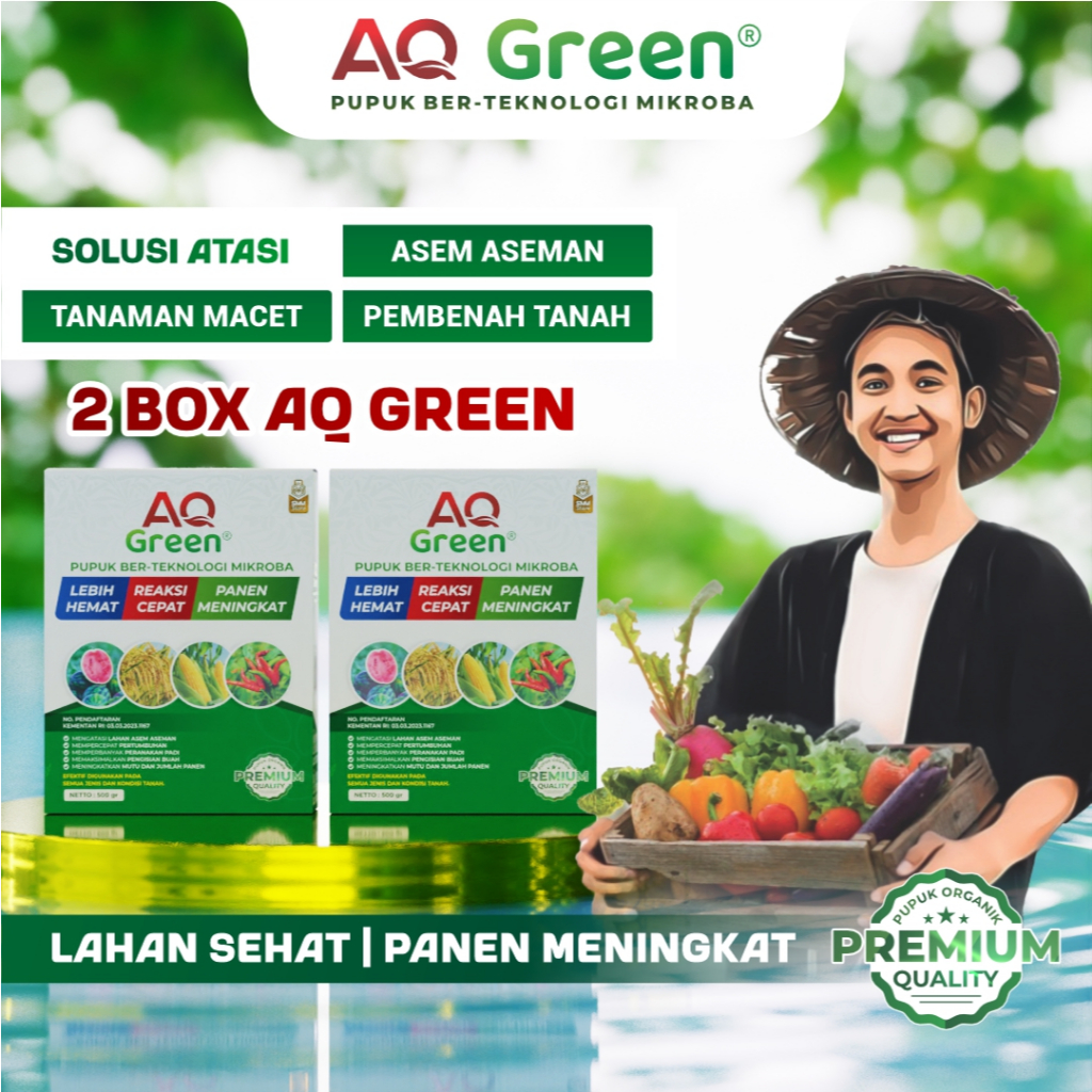 Pupuk AQ Green - Pupuk Organik Hayati Majemuk - Penyubur Tanah - Perbanyak Padi dan Buah Original