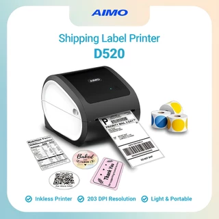 (2025 TEKNOLOGI TERBARU) AIMO D520 PRINTER THERMAL RESI BARCODE LABEL PENGIRIMAN 110MM A6 KONEKSI USB / BLUETOOTH