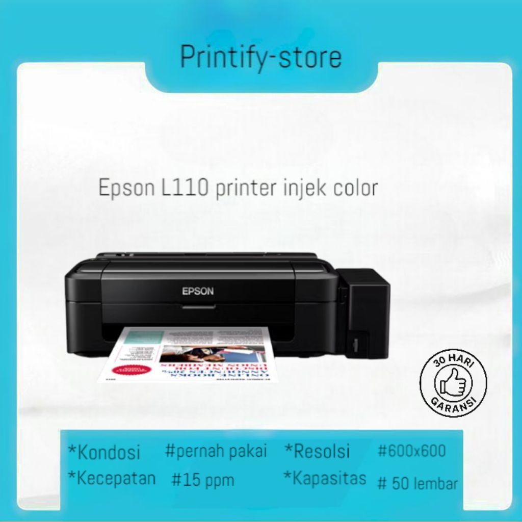 Jual printer Epson L110 printer injek color siap pakai bergaransi ...