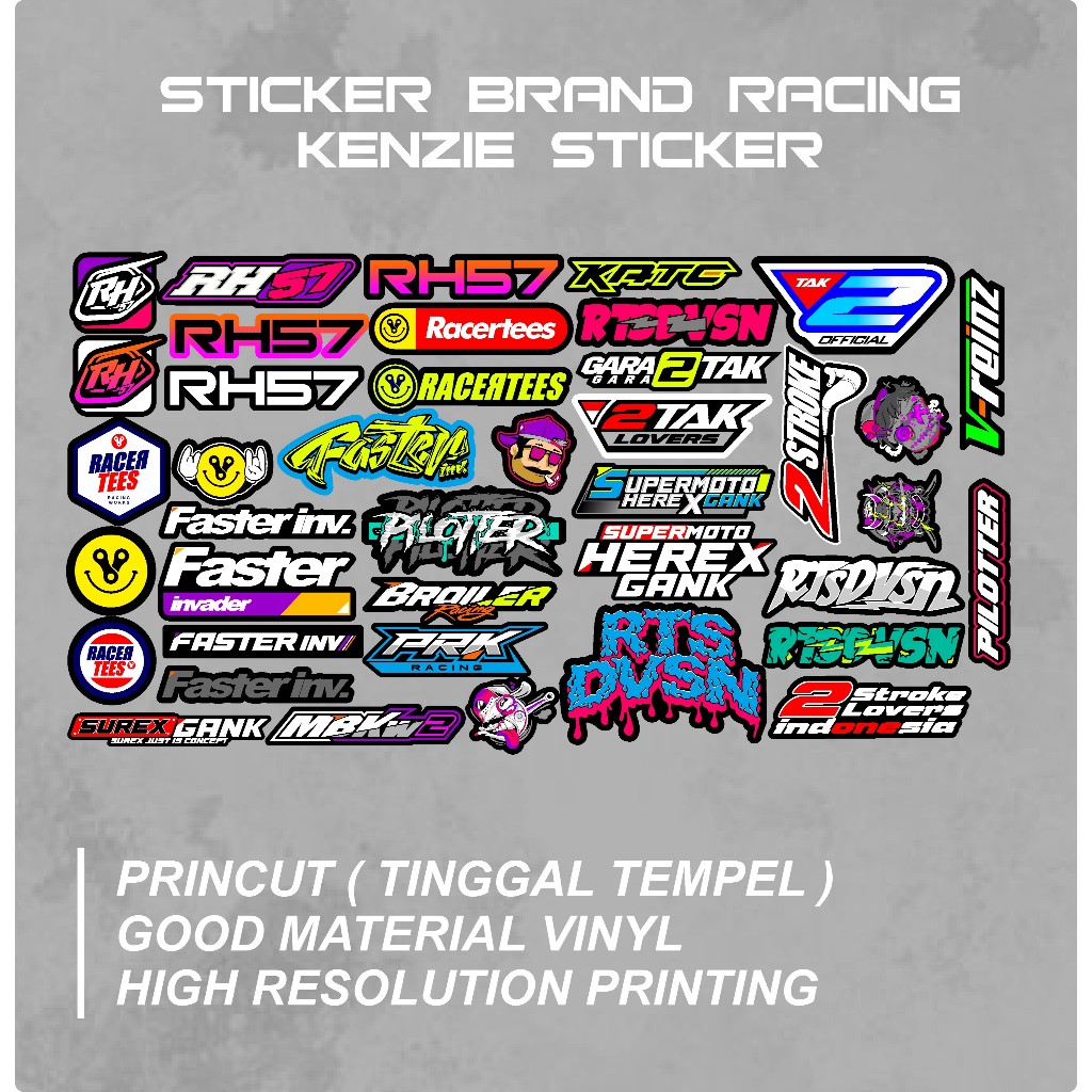 Jual Sticker Print Cut Laminasi Anti Gores Logo Sponsor Racing Bengkel ...