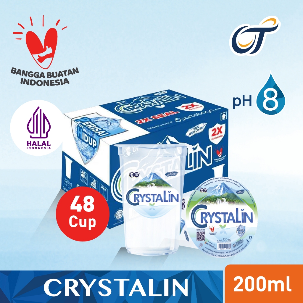 Jual Crystalin 200 ml Cup Air Mineral (1 box isi 48 cups) | Shopee ...