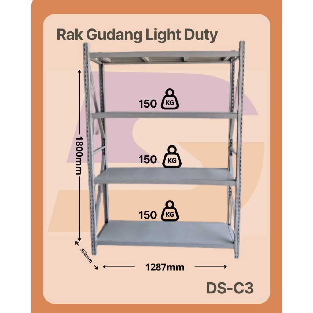 Jual RAK GUDANGTINGGI 1,8 METER DS C3 BEBAN 150 PER LEVEL RAK GUDANG ...