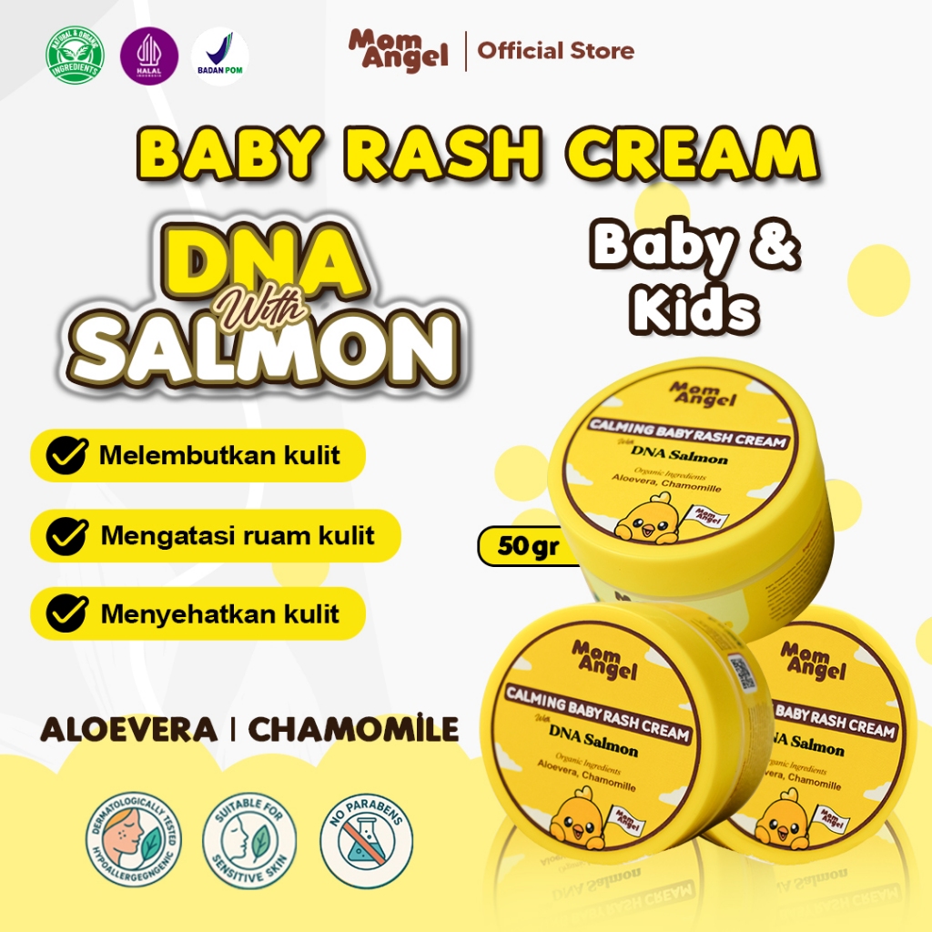 MOM ANGEL Baby Rash Cream With DNA Salmon , Jojoba Oil & Zinc Oxide 50g