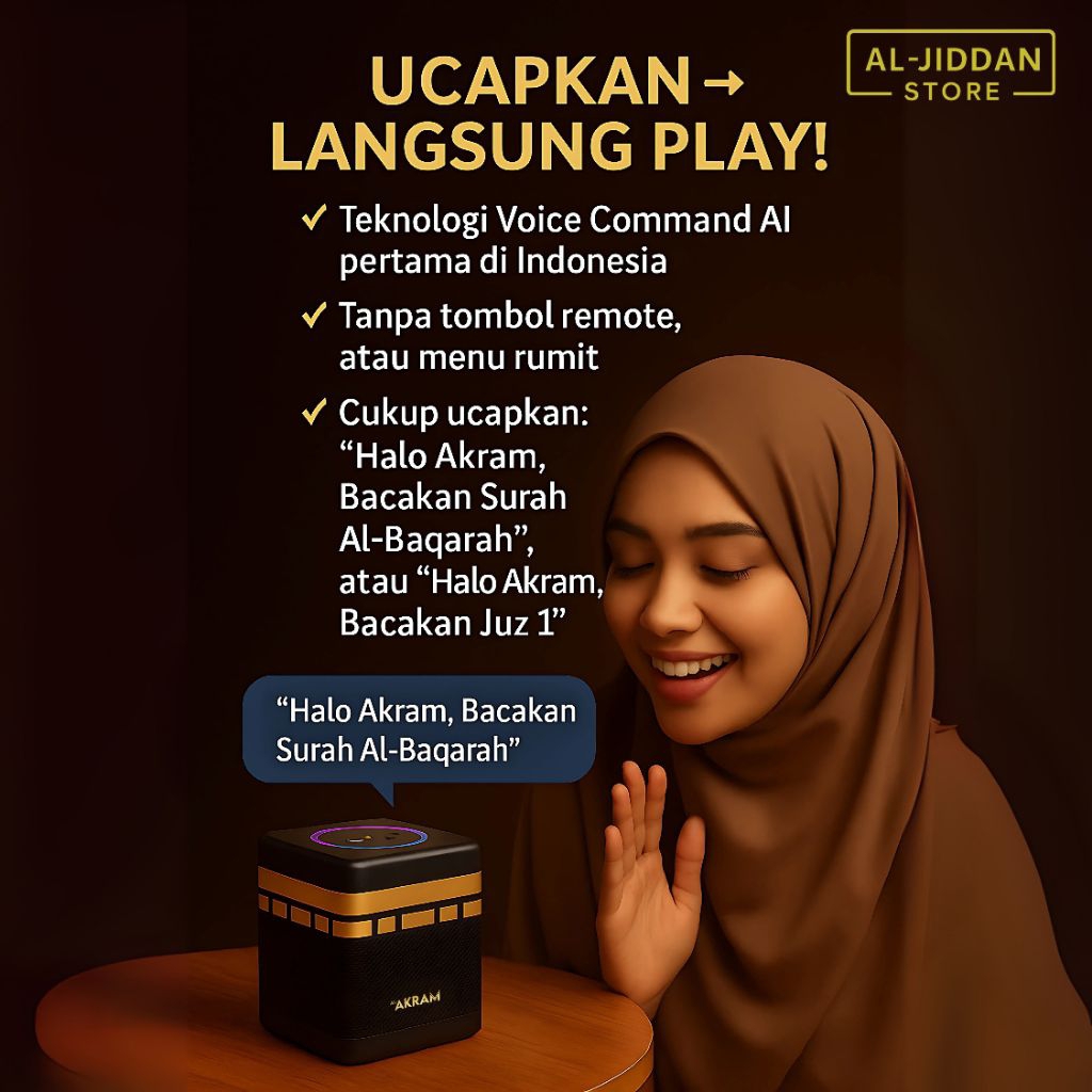 Jual Speaker Murottal Quran Digital 30 Juz Smart Akram Voice Command ...