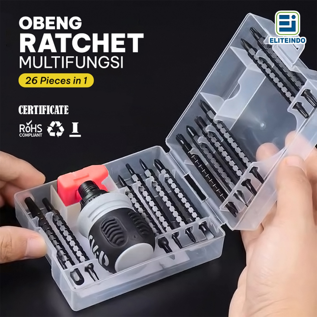 Jual ELITEINDO Obeng Ratchet Multifungsi Obeng Set isi 26 Pcs Ratchet ...