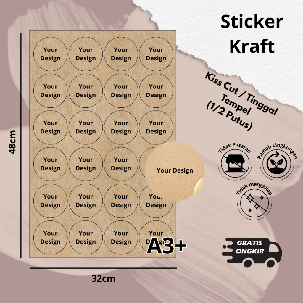 Jual [12 Creative] Cetak Stiker Kraft A3+ | Print Sticker Label Kraft ...