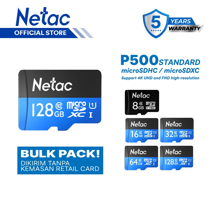 Jual Netac MicroSD P500 Standard 8GB/16GB/32GB/64GB/128GB MicroSDHC ...