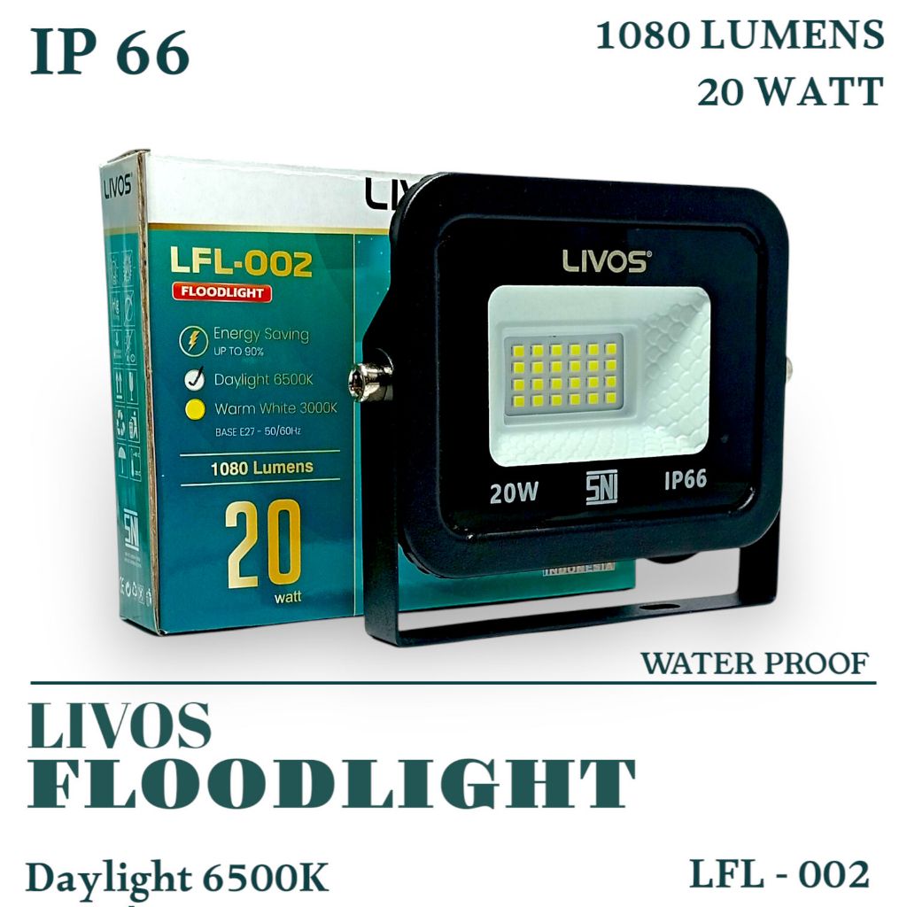 Jual LIVOS Lampu Sorot LED Floodlight 20 Watt Outdoor Livos Putih Anti ...