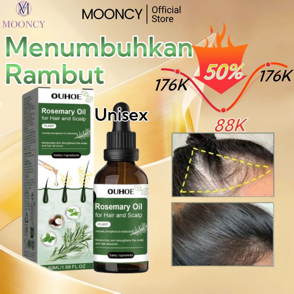 Jual Mooncy Hair Serum Penumbuh Rambut Cepat Dan Tebal Rosemary Oil ...