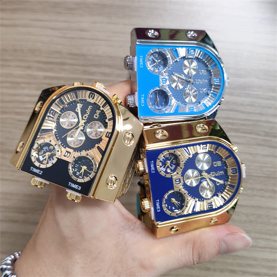 Jual Oulm 9315 Men's Luxury Quartz Watch - Three Time Zone, Full Steel ...