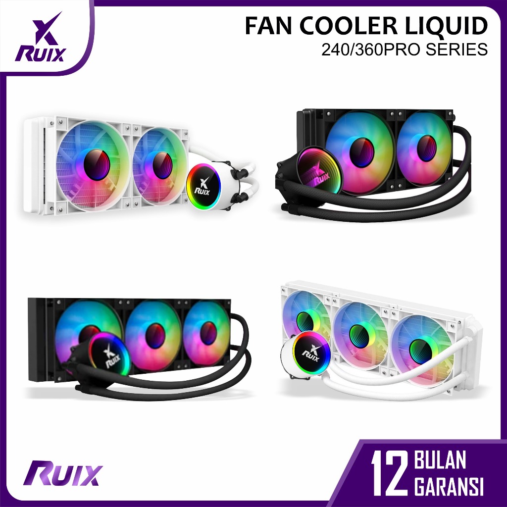 Jual RUIX Fan Cooler 240/360 Pro Fixed Color Black CPU Liquid Gaming PC ...