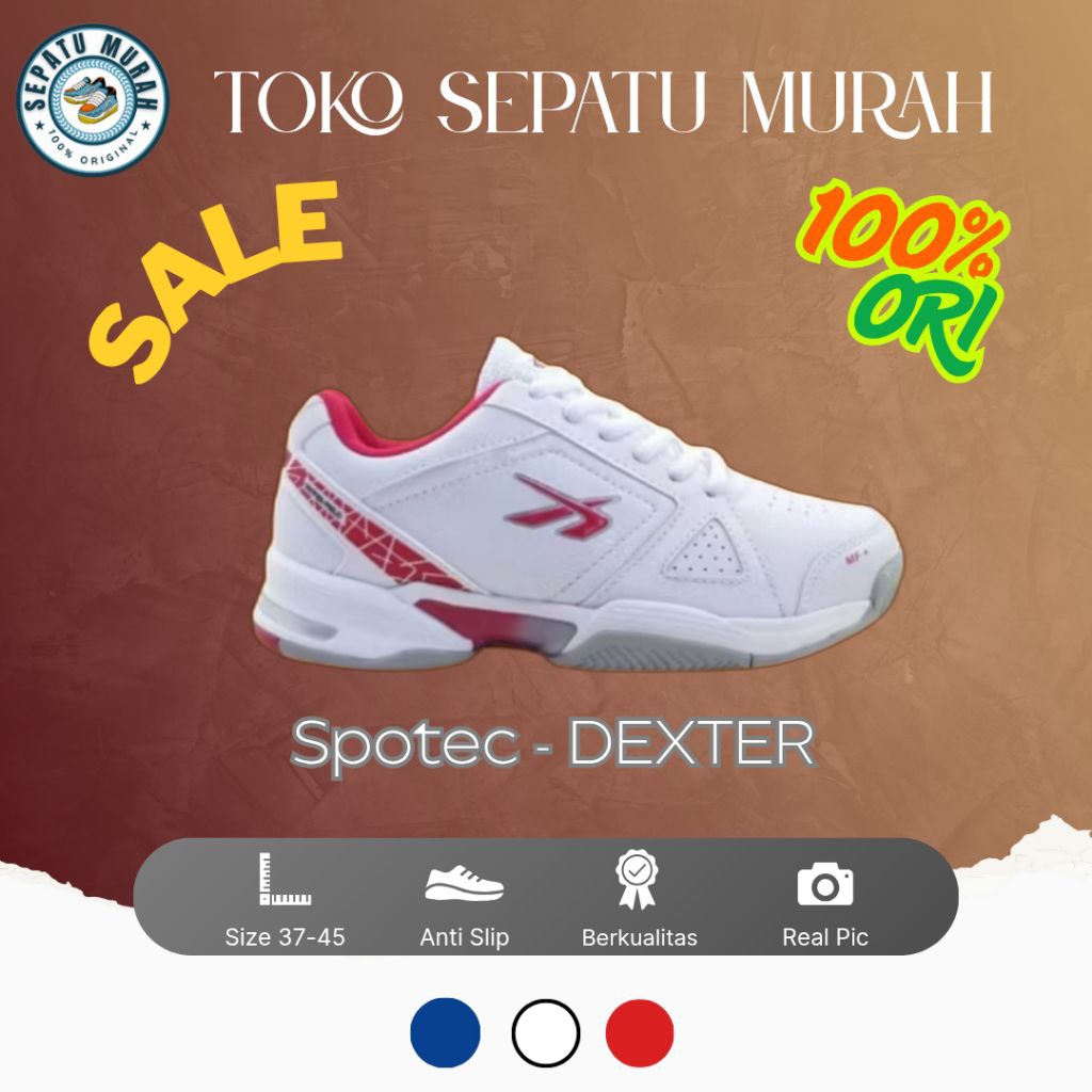 Jual SPOTEC Sepatu TENNIS Art DEXTER Putih/Merah | Shopee Indonesia