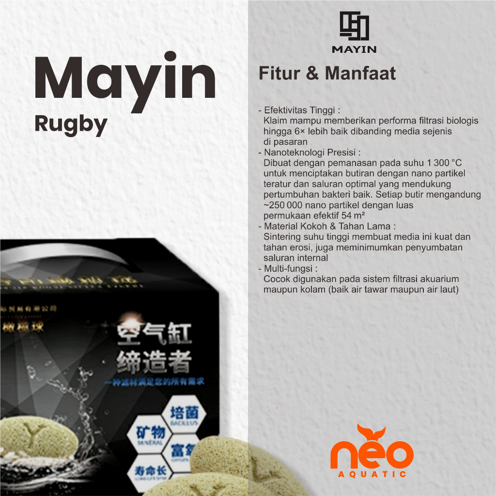 Jual REPACK MAYIN Rugby Media Filter Biologis Rumah Bakteri Aquarium ...