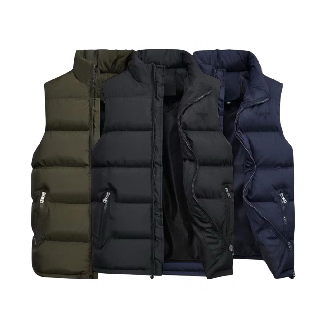 Rompi Puffer Pria Tebal Anti Air – Parasut Water Resistant Hangat Motor Outdoor | Flood.id