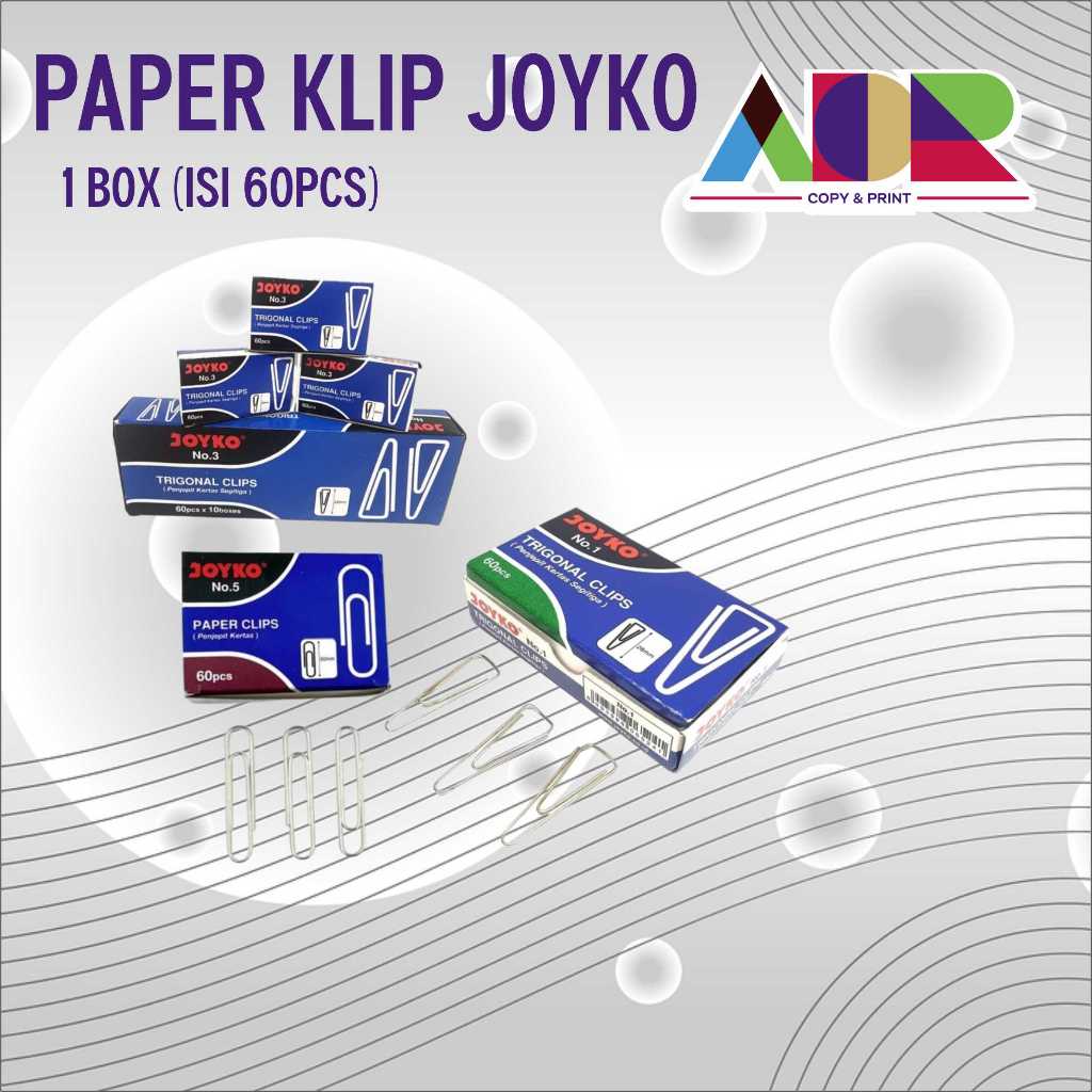 Jual PAPER KLIP JOYKO ISI 60PCS NO 1 ,NO 5 ,NO 3 | Shopee Indonesia