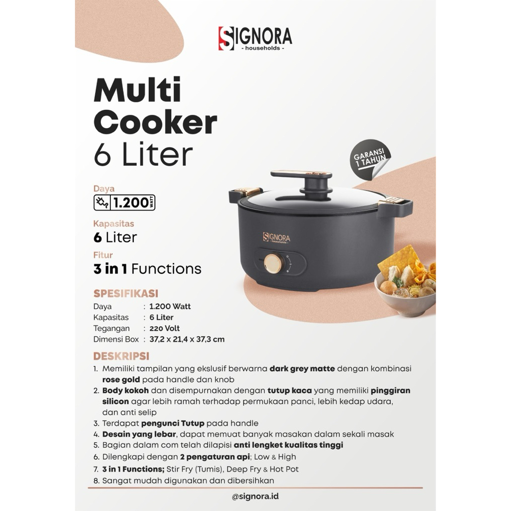 Jual Multi Cooker 6L Signora | Shopee Indonesia