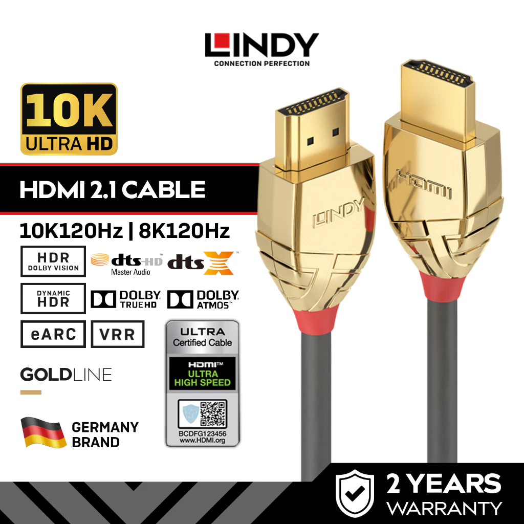 LINDY Kabel HDMI 2.1 1M 2M 3M 5M Kabel Ultra High Speed Hdmi Certified Male to Male A to A PS5 EARC 8K 10K 37601 37602 37603