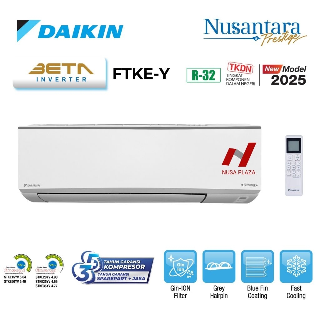 Jual AC DAIKIN NUSANTARA BETA INVERTER 1 PK FTKE-25YV NEW 2025 | Shopee ...