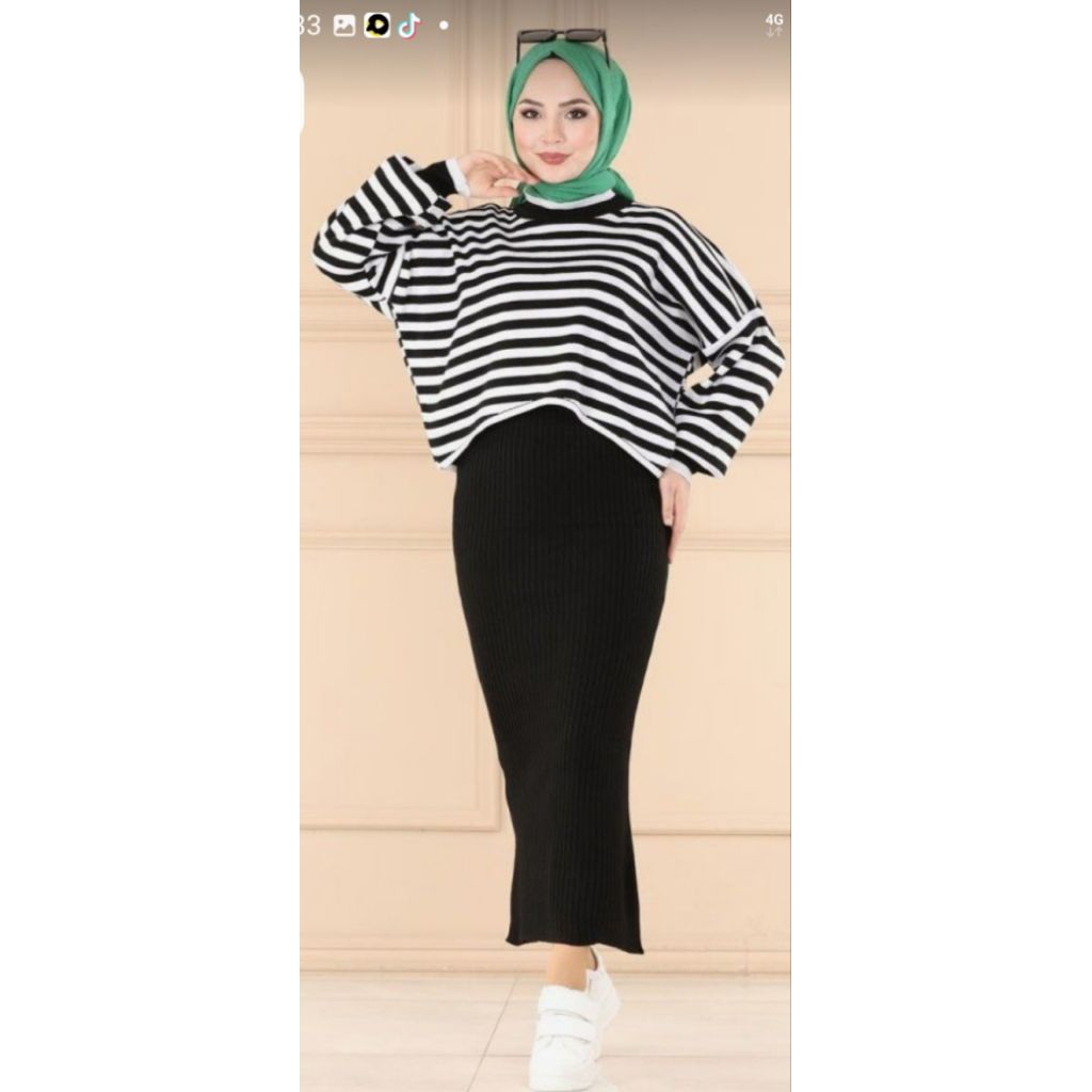 Jual ONE SET KAOS RAJUT DAN ROK RAJUT STREF // ONE SET KEKINIAN KOREA ...
