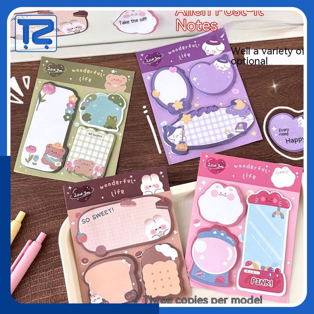 Jual Sticky Notes Kawai 3in1 Stick Note Memo Pad 60lembar Tempelan ...