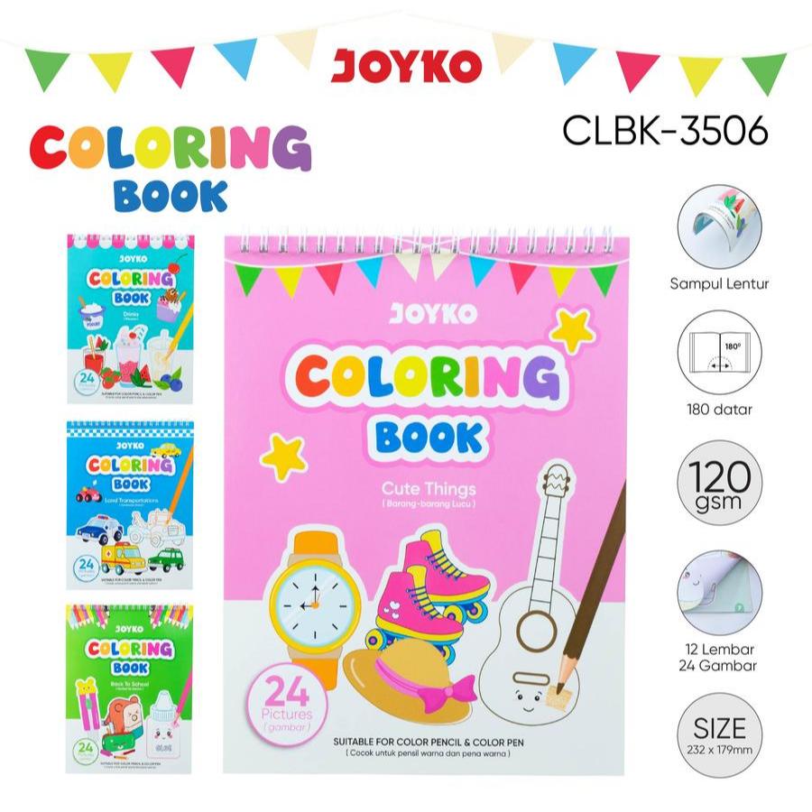 Jual JOYKO Buku Mewarnai Anak CLBK-3506 Isi 12 Lembar 24 Gambar | Buku ...