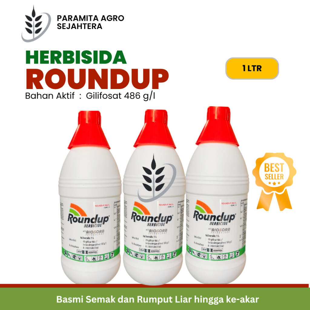 Jual ROUNDUP 1 LITER ORIGINAL HERBISIDA PEMBASMI RUMPUT LIAR HINGGA KE ...