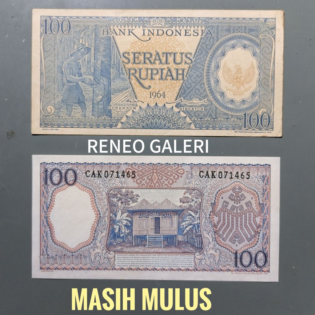 Jual Mulus asli Rp 100 Rupiah Seri Pekerja Biru Tahun 1964 uang kertas ...