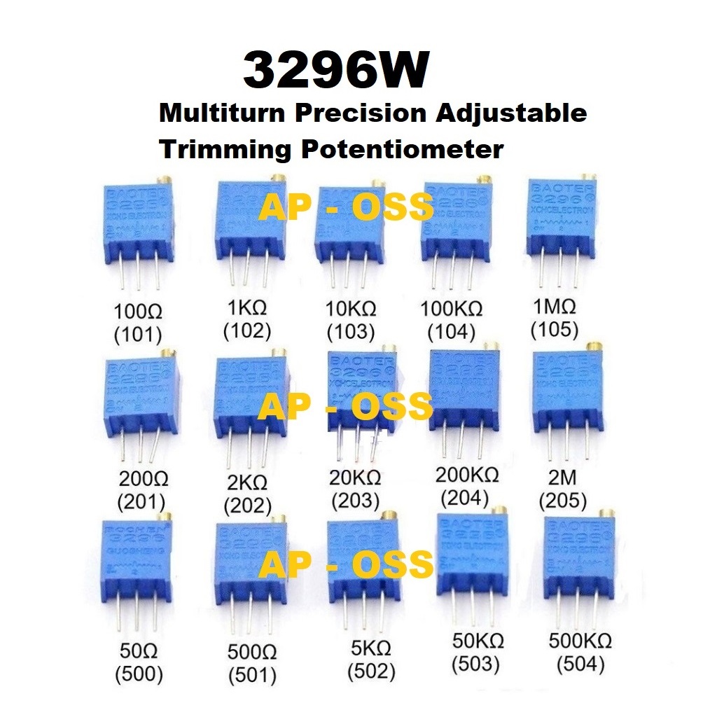 Jual 1 BUAH VR 3296W 500K 50K 5K 500 50 Ohm Multiturn Trimpot Presisi ...