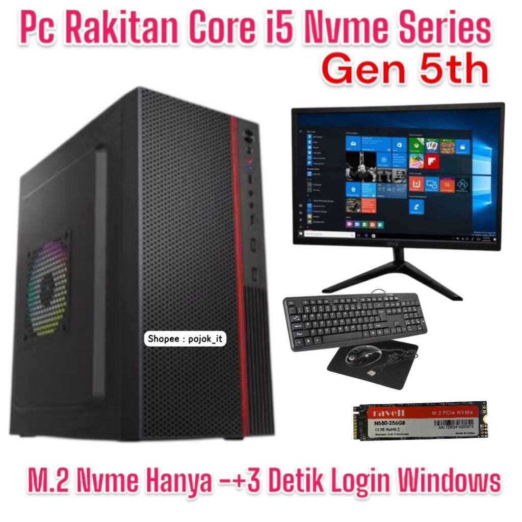 PC Rakitan Core i5-4590| RAM 8GB-16GB | Nvme 128GB/256GB/512GB | Komputer Core i5 Fullset