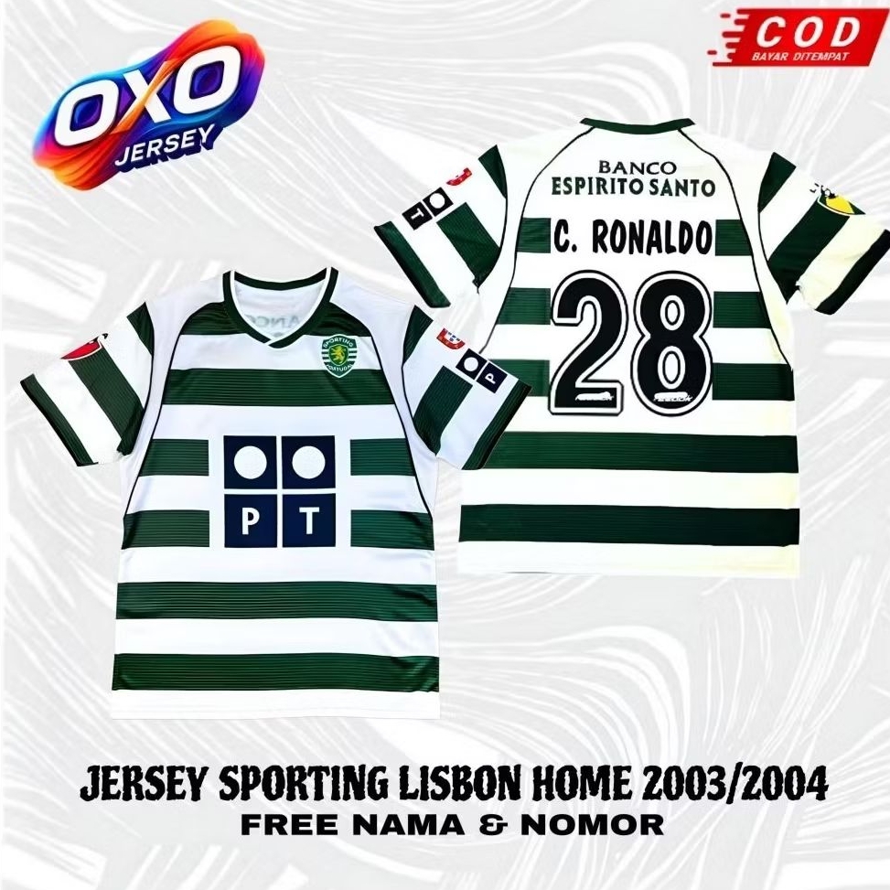 Jual JERSEY SPORTING LISBON 2003/2004 EDISI RONALDO FREE CUSTOM NICKNAME &amp;NOMOR | Shopee Indonesia