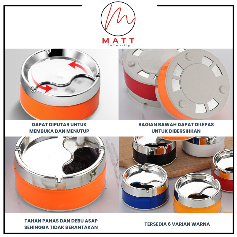 Jual MATT Asbak Putar Tutup / Asbak Portable Rotation Enclosed / Asbak ...
