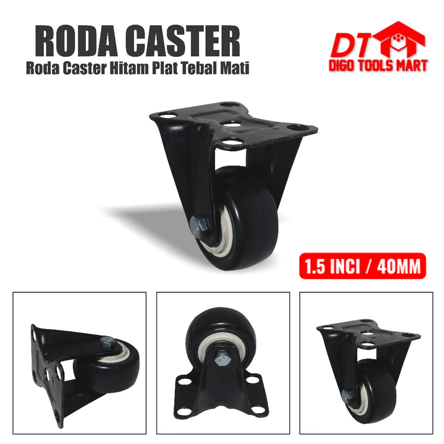 Jual Roda Caster Hitam Nilon Tebal Mati Roda Rak Etalase 1.5 Inci ...