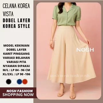 Celana Kulot Korea Celana Panjang Sifon Wanita Gaya Korea Cantik Dan Elegan Vista NOSHFashion