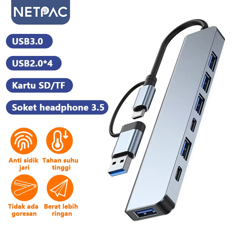 Jual NETPAC 8 In 1 HDMI Converter USB Type C Hub Adapter Multi USB HUB ...