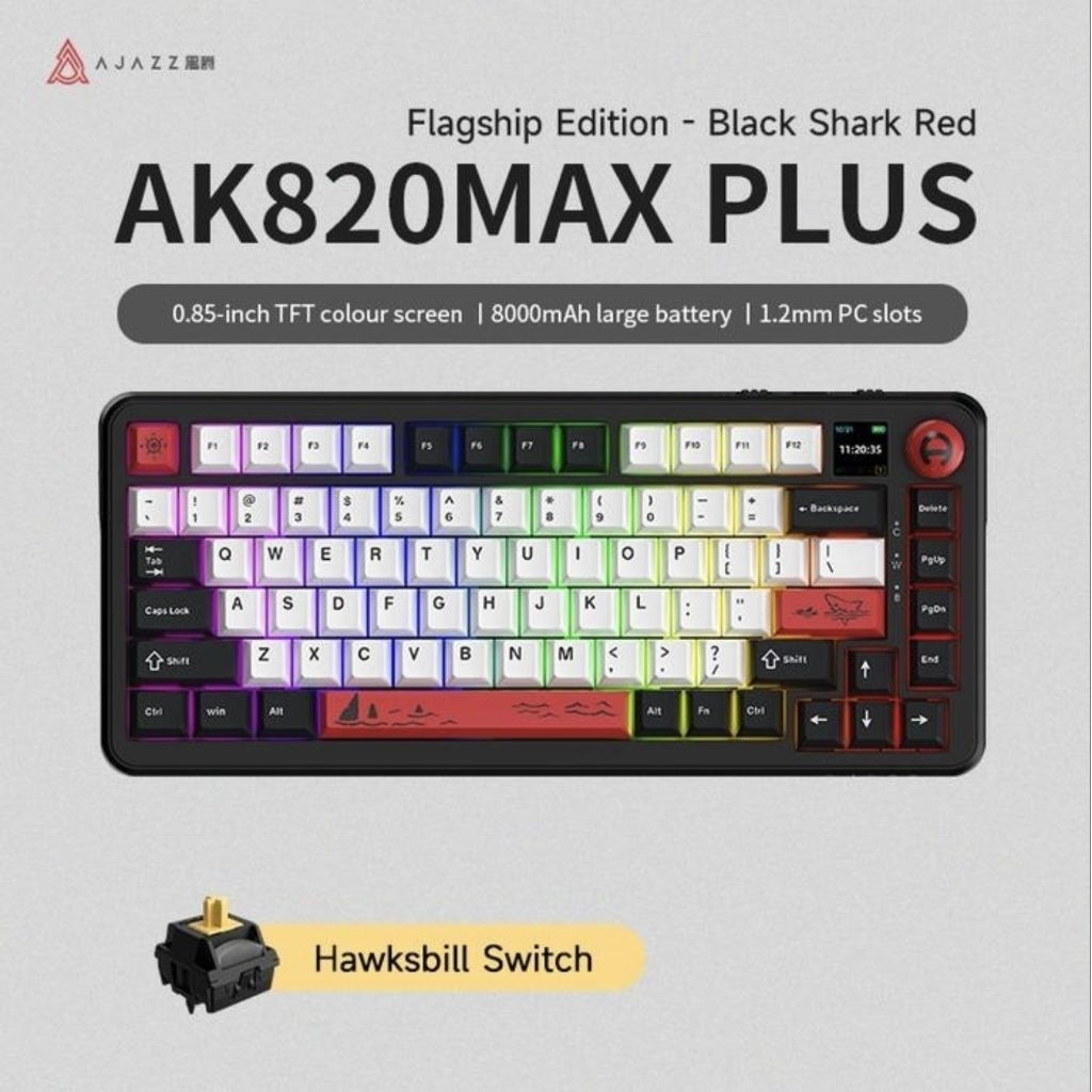 Jual Ajazz AK820 MAX PLUS Wireless Mechanical Keyboard with TFT Color ...