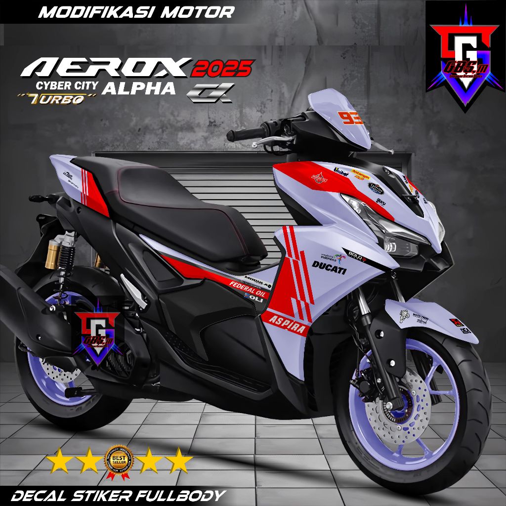 Jual (COD) Decal Stiker Yamaha Aerox Alpha Aerox Turbo Terbaru 2025 ...
