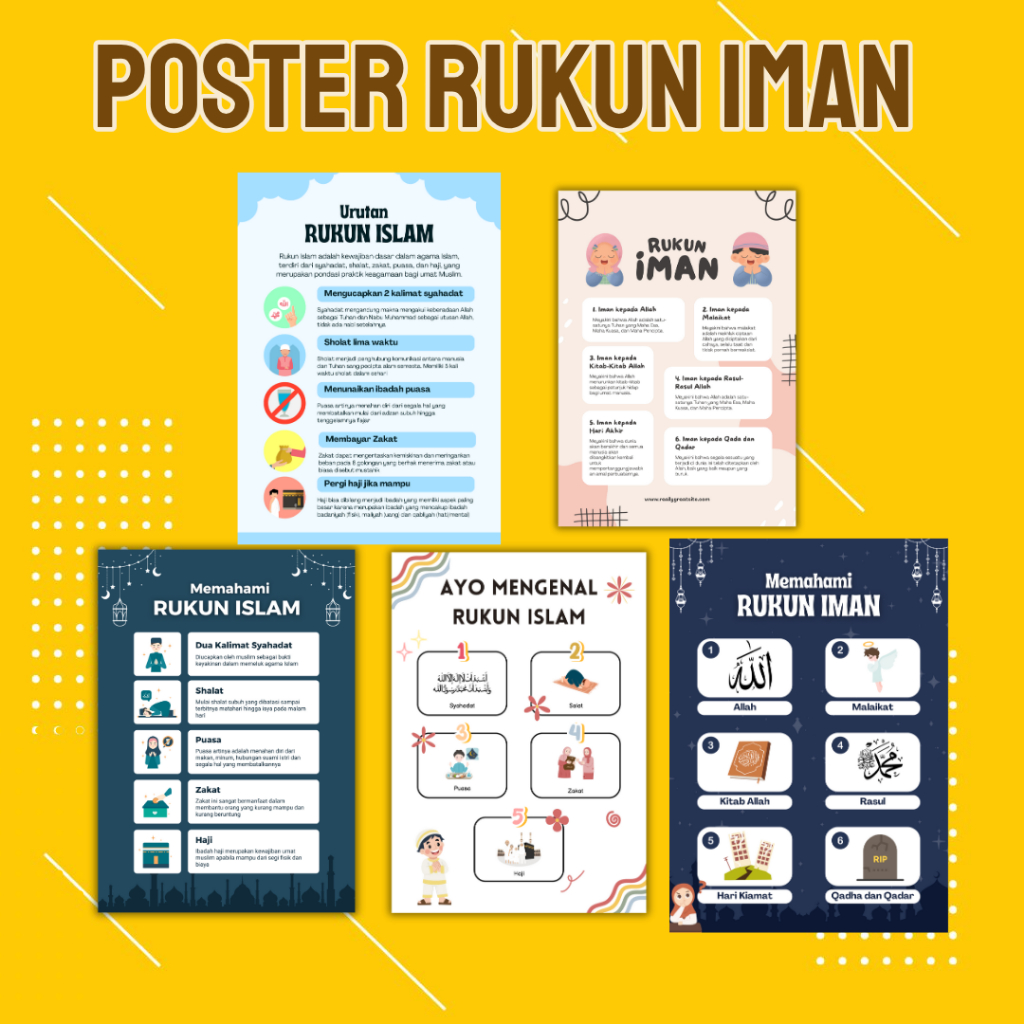Jual Poster Edukasi Anak Tema Rukun Islam & Iman,Ukuran A3+ | Shopee ...
