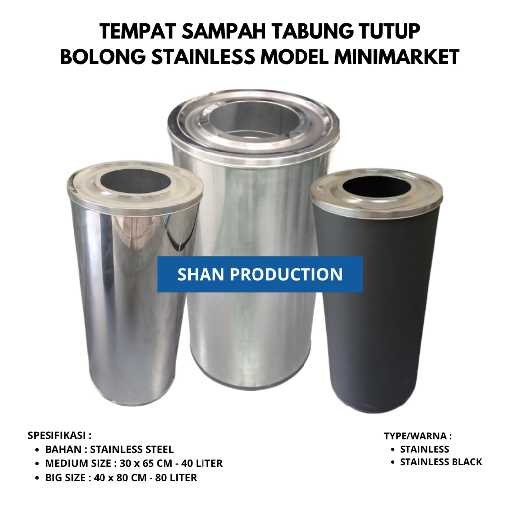 Jual FREE PACKING KAYU - Tempat Sampah Tabung Tutup Bolong Stainless ...
