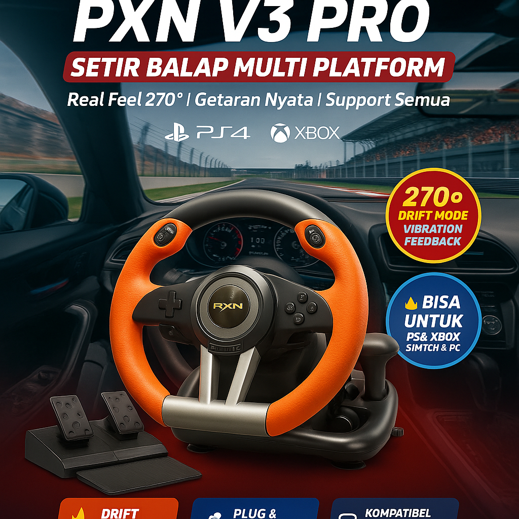Jual PxN V3 Pro Steering Wheel Racing / Stir Steer Game Balap PS3 PS4 ...