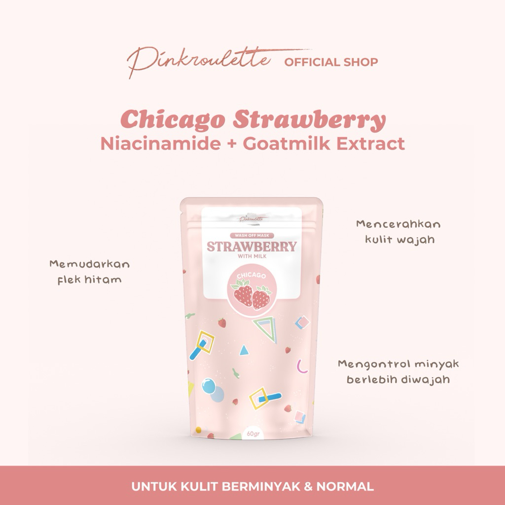 Jual Pinkroulette Chicago Strawberry Organic Facemask | Shopee Indonesia