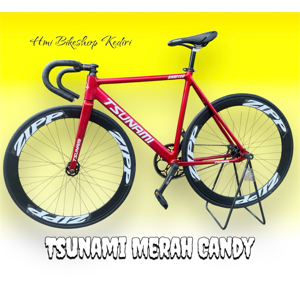 Jual Sepeda Fixie Tsunami snm100 Merah Candy Siap pakai | Shopee Indonesia