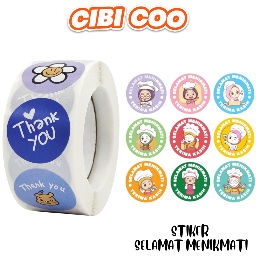 Jual CIBICOO STICKER JUALAN THANK YOU 500 LABEL STIKER TERIMA KASIH ...