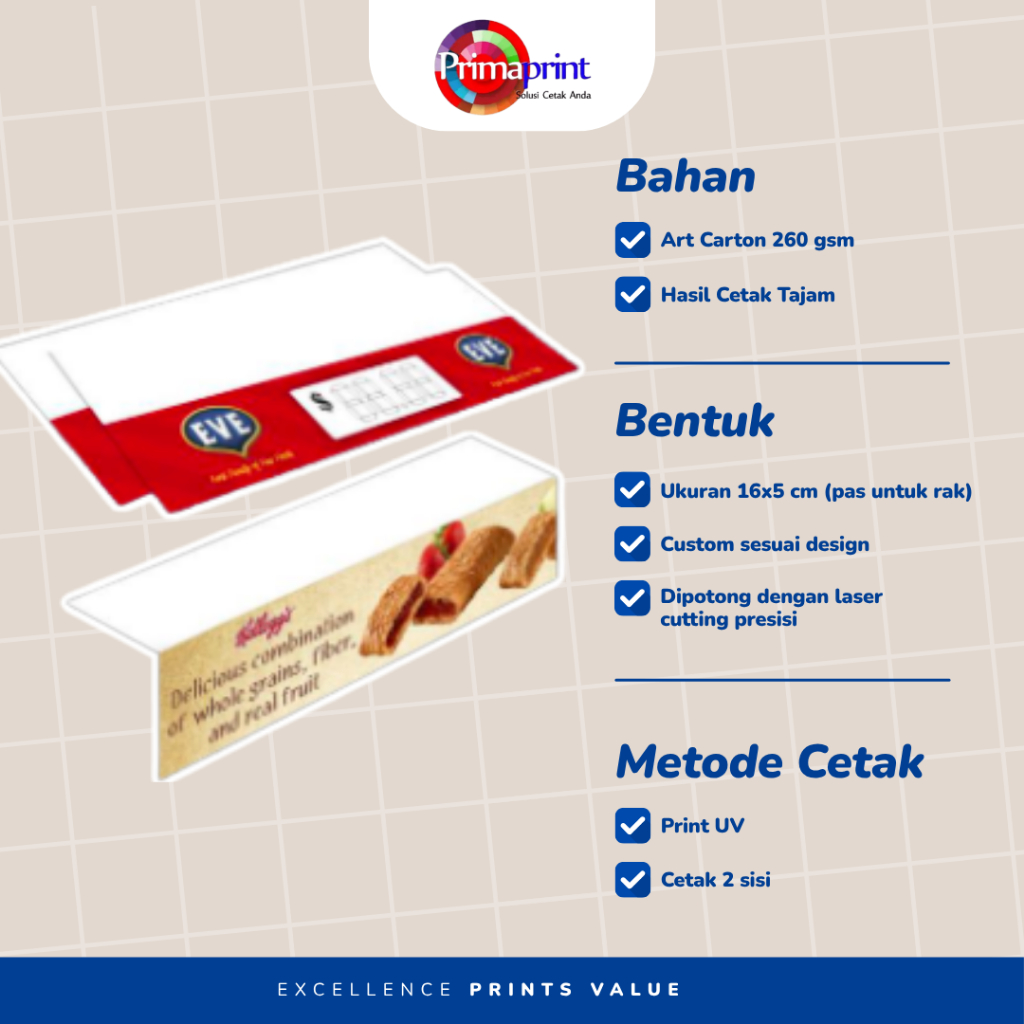 Jual Cetak Shelf Talker Label Harga Custom Art Carton 260 Gsm | Price ...