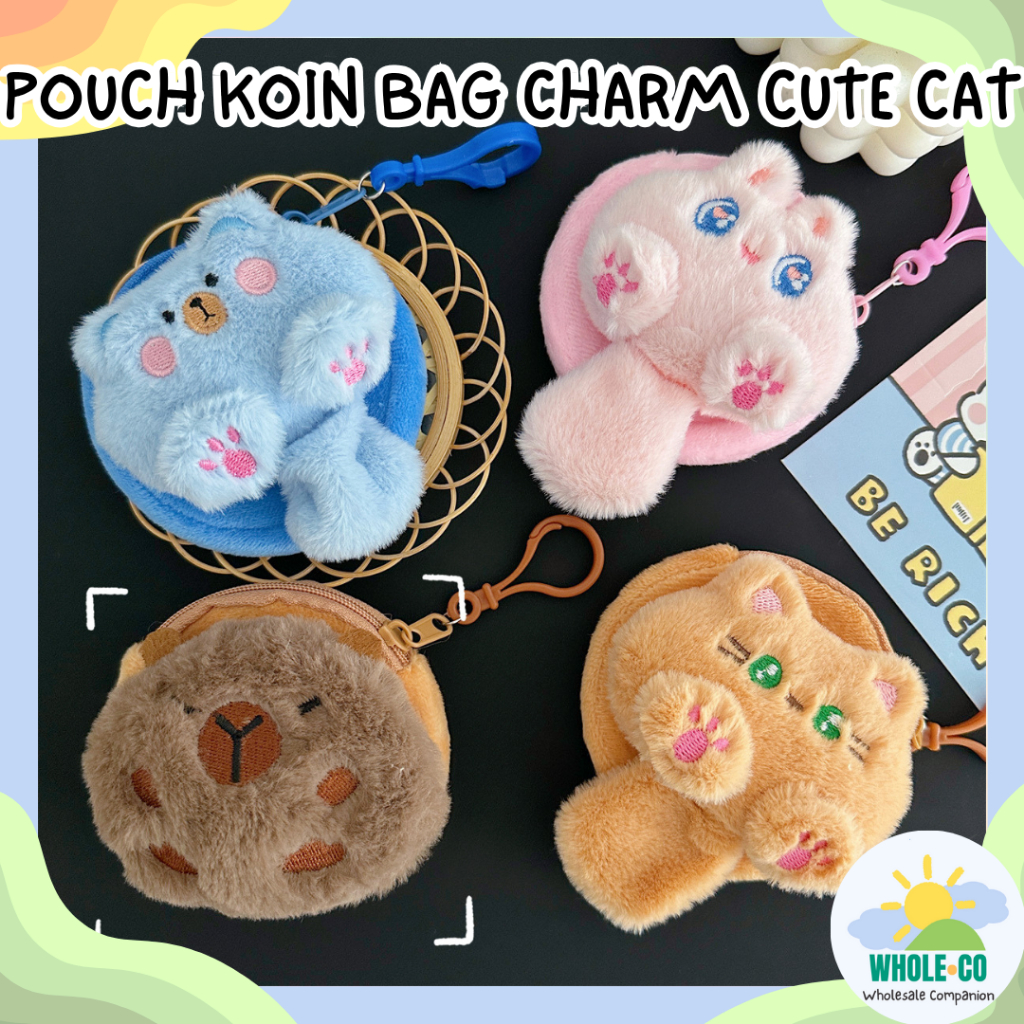 Jual Pouch Koin Bag Charm Cute Cat Premium Pastel Lembut Kucing Fluffy ...