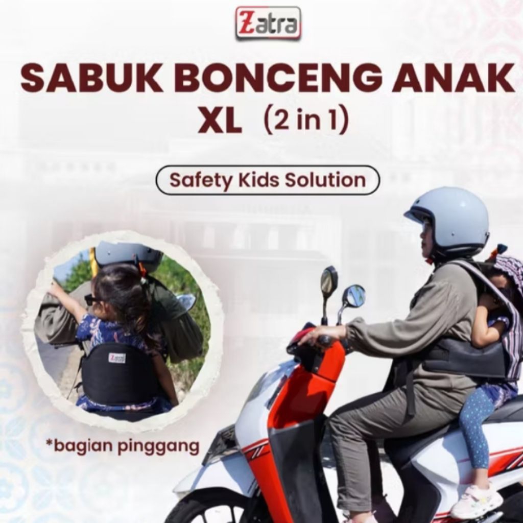 Jual Sabuk Bonceng Anak Zatra Dengan Topi dan Celana Pengaman Boncengan ...