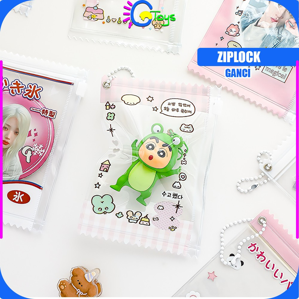 Jual CR-C1302 Ziplock Pouch Photocard Transparan Holder Keychain ...