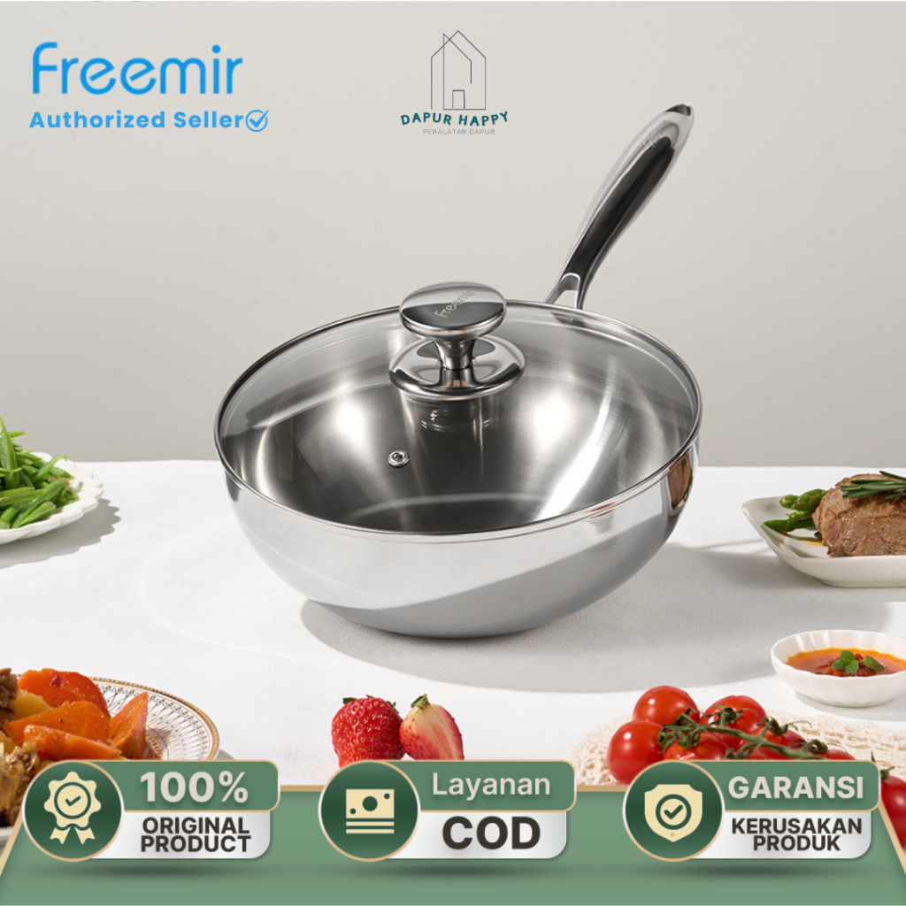 Jual freemir Wajan Zero Coating 24cm Cooking Pan Stainless Steel 316 ...