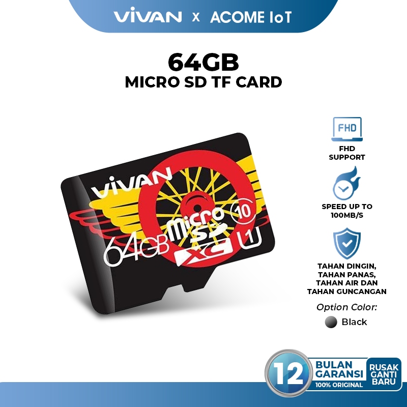 Jual Vivan V32U10 V64U10 V128U10 32GB 64GB 128GB Class 10 Micro SD TF ...